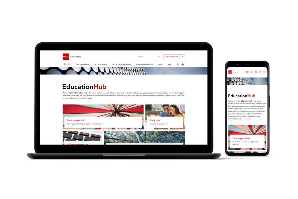 ACCA LMS Beispiel auf Laptop und Handy