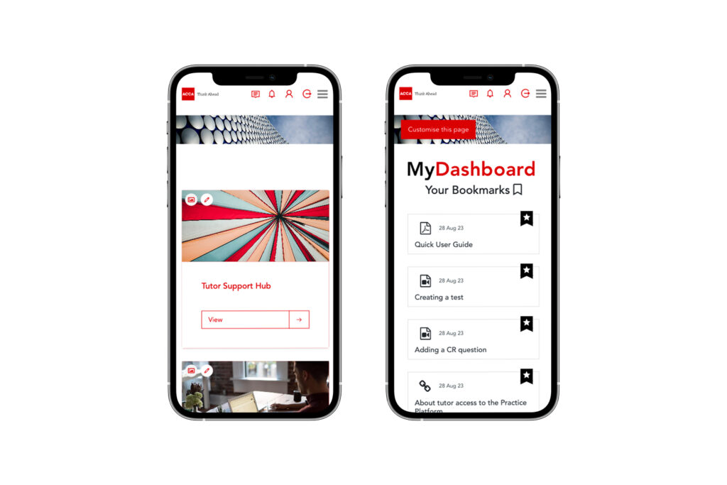 ACCA LMS Beispiel auf mobilem Gerät