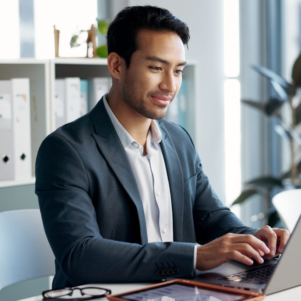 man working on a laptop