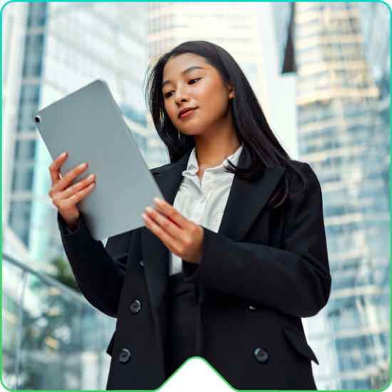 woman on a tablet